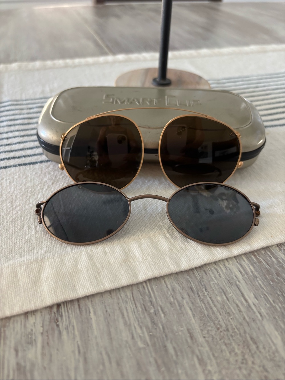 🍃🇮🇹 Vintage Clip On Marcolin Gold Frame Aviator and Gray Vintage Frame